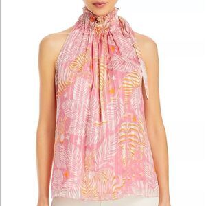 Ramy Brook Marley Printed Halter Top Silk Tank, Size XS